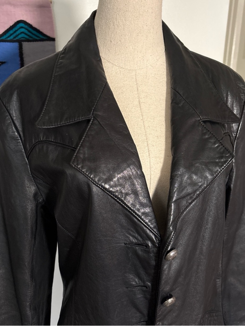 VTG Y2K Scully Black Leather Grunge Trench Coat